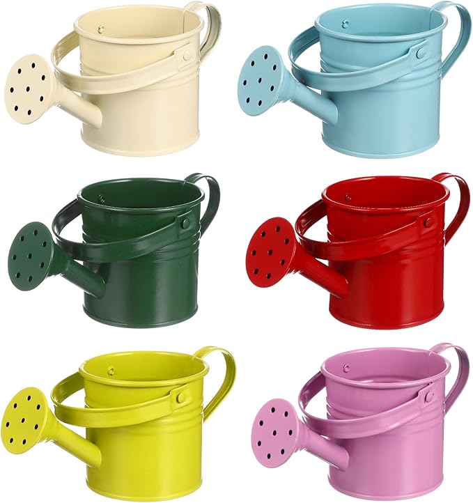 Cabilock 5.9 Inch Kids Tin Watering can Metal Sprinkler Kettle Lightweight for Indoor Outdoor Gardening Easy Grip