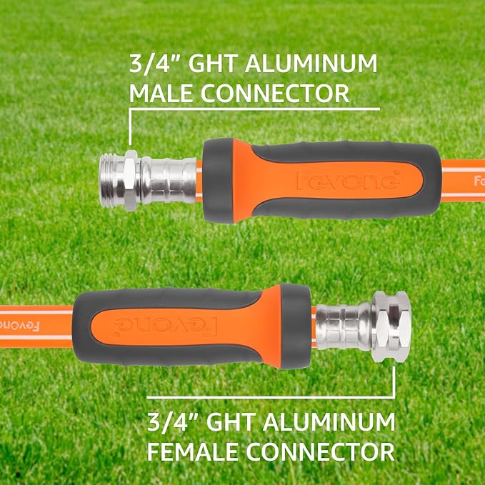 Fevone 12 ft Kink Free Garden Hose with Swivel Handle, All Weather Flexible, Heavy-Duty & Durable, Leak-Free Connection