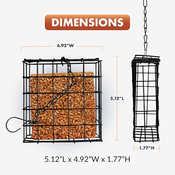 Newhouse Pet Single Cake Suet Basket Bird Feeder NHP-Suet-BLK, Small Hanging Bird Feeder for Outdoors, Suet Cake Holder for Jays, Woodpeckers, Chickadees, Wrens, and Other Birds