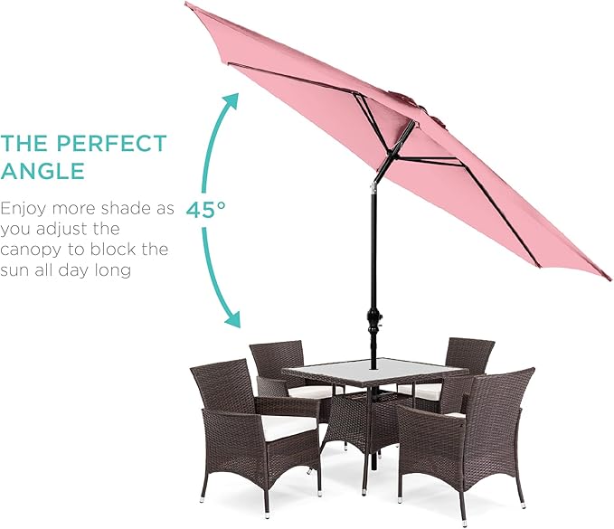 Best Choice Products 10ft Outdoor Steel Polyester Market Patio Umbrella w/Crank, Easy Push Button, Tilt, Table Compatible