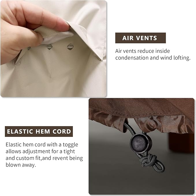 Swivel Patio Chair Cover 4 Pack, 600D Waterproof Heavy Duty Outdoor Chair Cover, Patio Furniture Covers, Outdoor Furniture Covers Waterproof, 33 W x 35 D x 36 H inches Beige and Brown