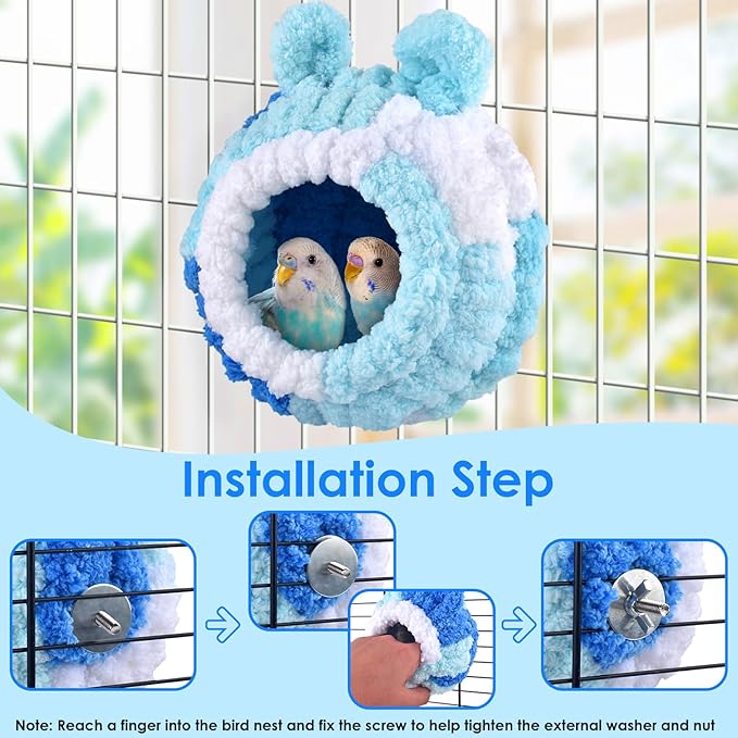 KATUMO Parrot Nest, Bird Breeding Nest Parakeet Snuggle Hut Conure House Bed for Budgie Cockatiel Conure Lovebird Canary Finch Hamster Small Pets