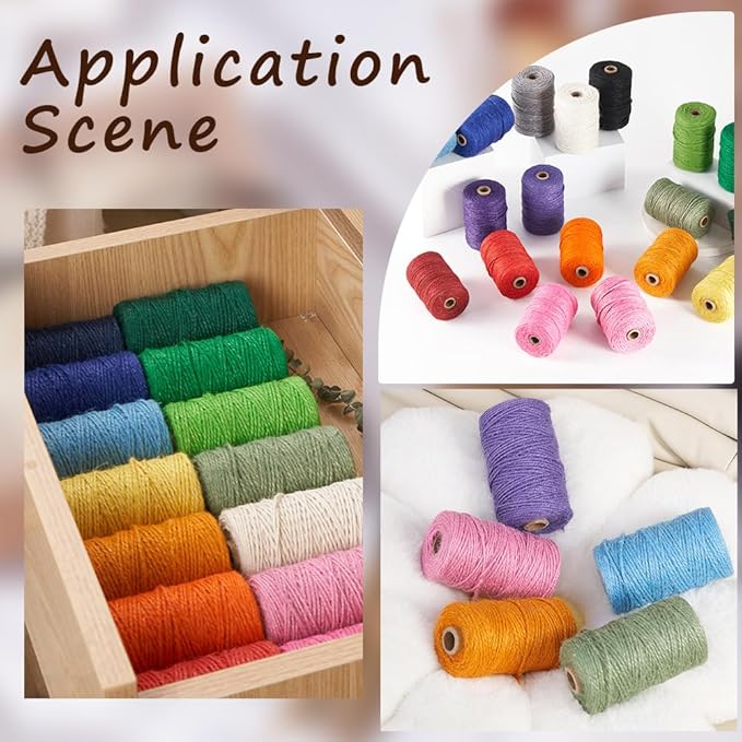 100M/328 Feet Black Jute Cord 1mm Rope Twine Macrame Natural Jute Thin Handmade Garden Wrapping Packing Hemp Hanging Roll String Thread for Gardening Home Gift Packing Wrapping Craft Decor