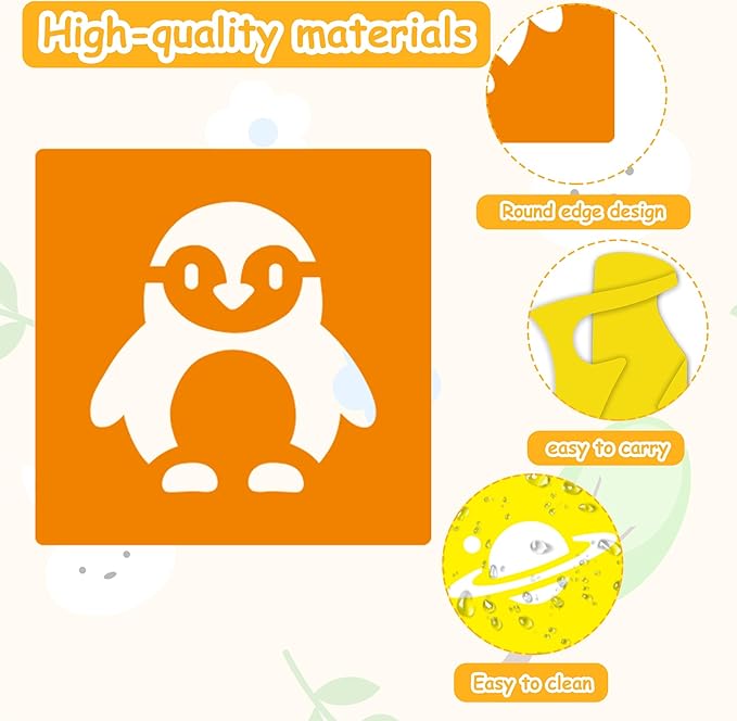 24 PCS Sidewalk Chalk Stencils for Kids 5 Inch Sidewalk Chalk Stencils Outside Stencil for Painting Garden Themed Kids Style Collection