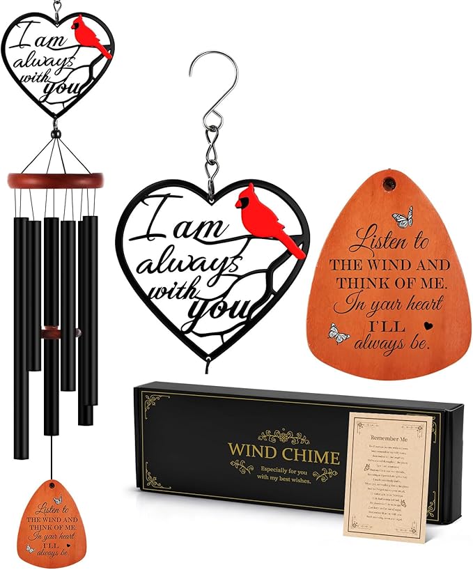 Kathfly Cardinal Wind Chimes for Loss of Loved One, 28" Memorial Wind Chimes for Outside, Sympathy Bereavement Condolence Funeral Windchime Bereavement Condolence Funeral Gifts for Loss of Loved One
