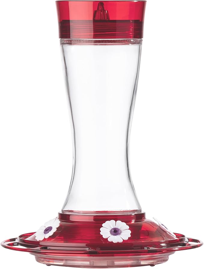 More Birds Garnet Hummingbird Feeder, Glass Bottle, 7 Feeding Ports, 20-Ounce Nectar Capacity, Beige, Model Number: 36IN