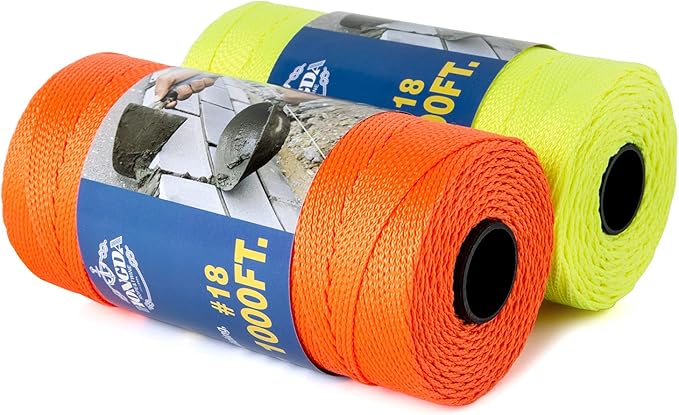 HONGDA Mason Line, 1000 Feet #18 Braided Nylon Mason line String Perfect for Masonry Jobs and for The Layout of General Construction, Gardening, DIY Project, Fluorescent Orange