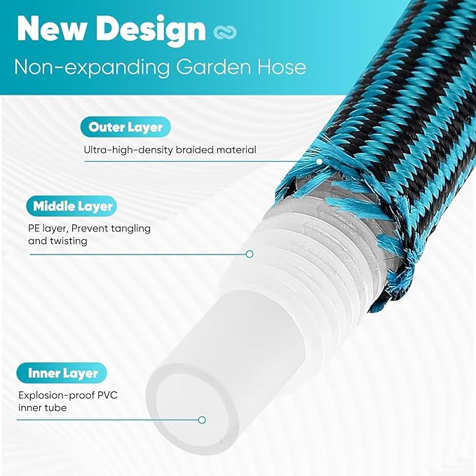 Garden Hose 5ft, Non-Expanding Water Hose Ultra Lightweight, Kink-Free, Sturdy, Flexible, Abrasion Resistant Hose for Yard, Lawn, Outdoor, Marine and Camper