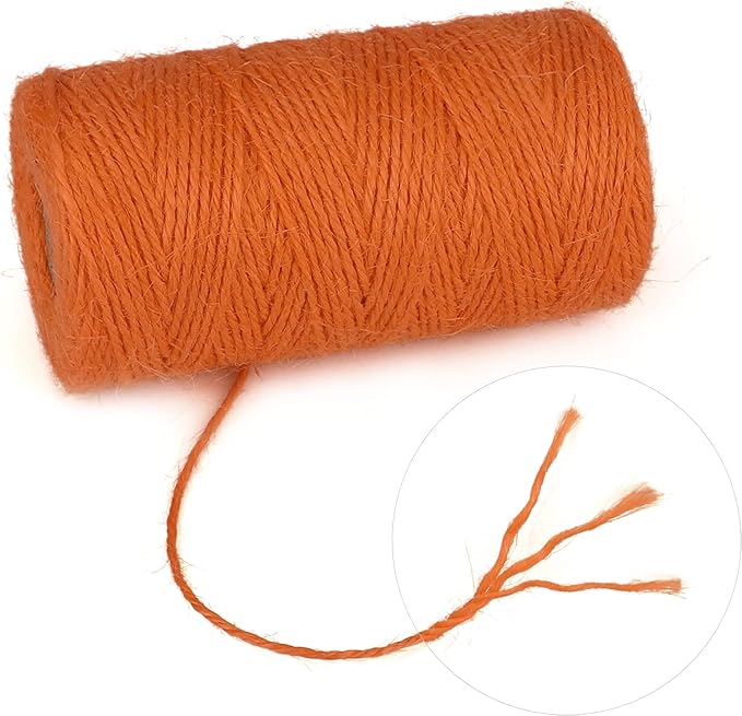 KINGLAKE Natural Jute Twine - 328 Feet, Durable Packing String, Orange