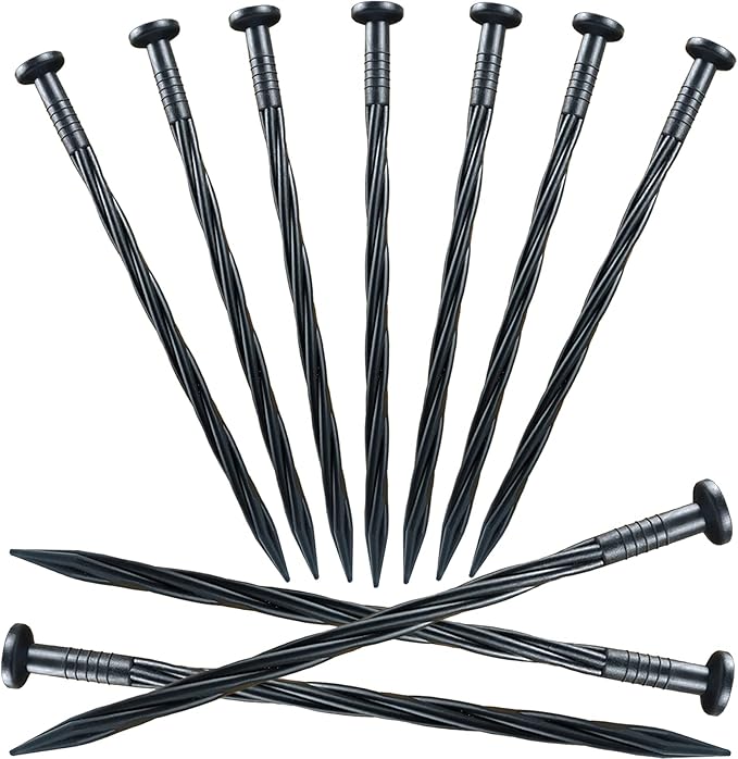 80 Pcs 8 Inch Plastic Edging Nails, Spiral Landscape Fabric Edging Anchoring Stakes Nylon Landscaping Anchoring Spikes Garden Lawn Yard Spikes for Weed Barrier, Paver Edging, Artificial