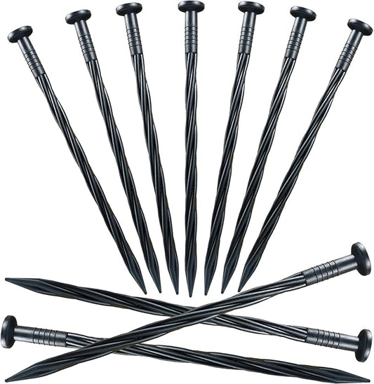 80 Pcs 8 Inch Plastic Edging Nails, Spiral Landscape Fabric Edging Anchoring Stakes Nylon Landscaping Anchoring Spikes Garden Lawn Yard Spikes for Weed Barrier, Paver Edging, Artificial