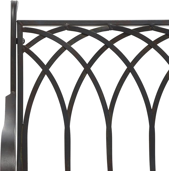 SAFAVIEH Outdoor Collection Medrano Victorian Black Rust Wrought Iron Rocking Chair