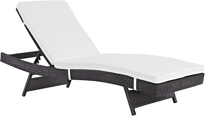 Modway Convene Wicker Rattan Outdoor Patio Chaise Lounge Chair in Espresso White
