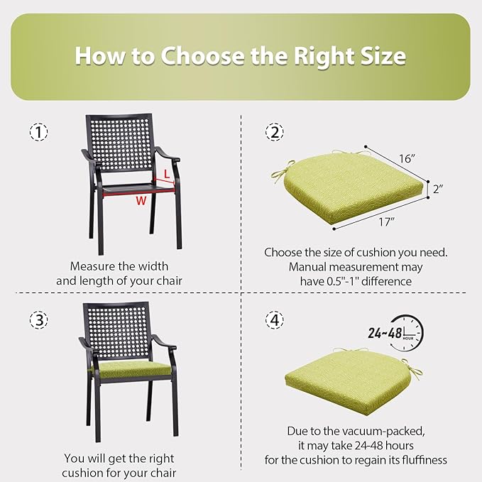 Outdoor Chair Cushions Set of 4, 17 x 16 Inch Patio Chair Cushions for Outdoor Furniture, Water Resistant Outdoor Patio Chair Cushions with Non-Slip Ties(Digby Macaw)