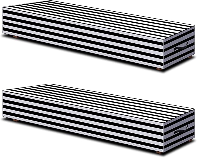 2 Pcs Patio Chaise Lounge Cover Waterproof Outdoor Lounge Chair Cover 30" D x 83" W x 12" H UV Resistant with Handle Strap for Furniture Protection (Black and White Stripe)