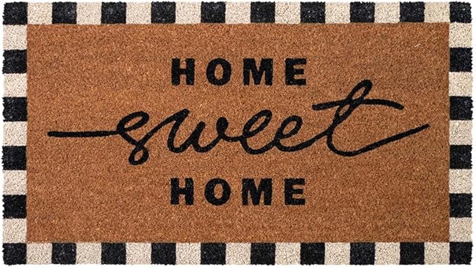 Folkulture Welcome Matt Outdoor | 16 x 28 Home Sweet Home Door Mats for Front Door Mat Outside Entrance | Eco Friendly | Checkered Coir Door Mats | Outdoor Decor for Home | Durable & Anti Slip