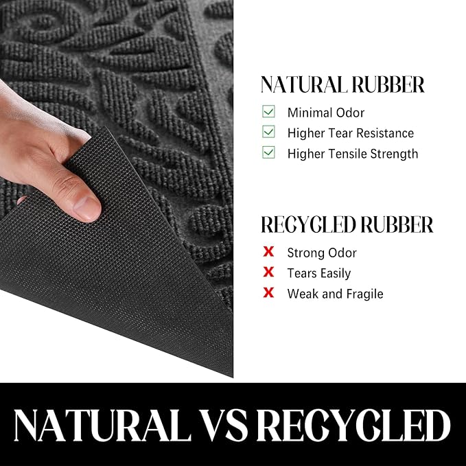 Yimobra Large Welcome Mat 47x32, Waterproof Non-Slip Outdoor Mats for Front Door Outside Entrance, Low-Profile Entryway Mat Indoor for Garage Patio, Grey