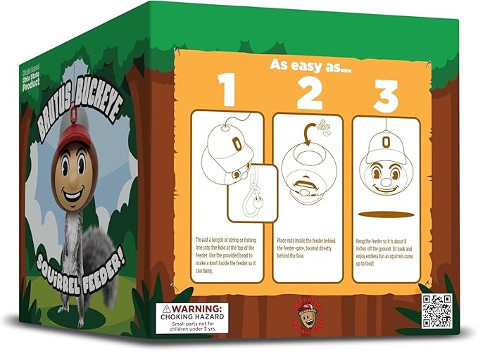 Brutus Buckeye Squirrel Feeder by Nutt Heads Ohio – Officially Licensed Ohio State University Product | OSU Outdoor Yard Decor for Fans & Garden Gift Idea