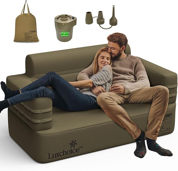 Inflatable Couch Multifunctional Durable Inflatable Sofa with Built in Pump Inflatable Furniture Portable Blow Up Couch for Camping Backyard Outdoor Glamping Inflatable Chair Movie Loveseat | Easy Inflation, Waterproof, Puncture Resistant, Heavy Duty, ...