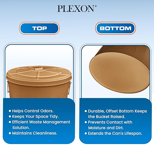 Plexon Large Metal Trash Can with Lid 20 Gallon, Decorative Outdoor Trash Can Heavy Duty Galvanized Metal Bucket with Lid for Garage Workshop Ash Storage Farmhouse, Copper 6 Pack
