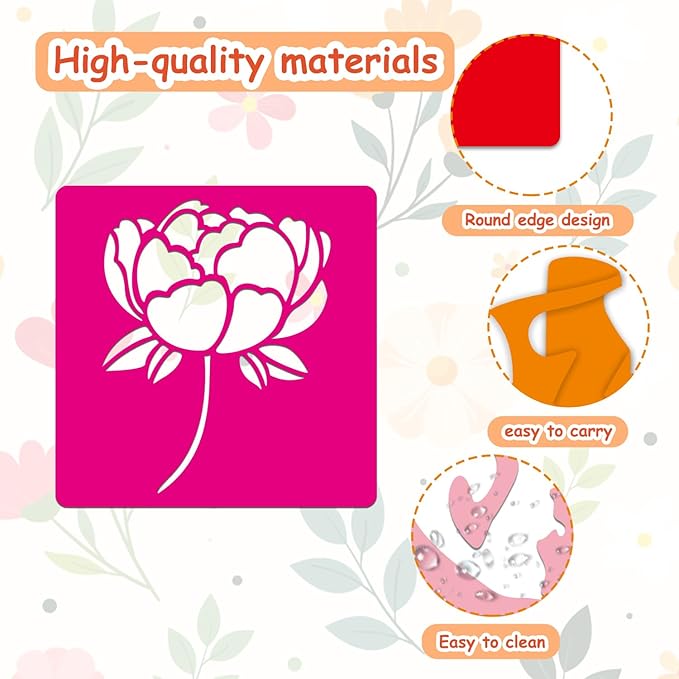 24 Pcs Stencils Spring Themed Sidewalk Chalk Stencils Outdoor Stencil for Painting Simple Style Cute Template 6 Inches