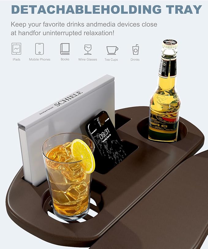 Adirondack Chair Set of 8, HDPE Folding Adirondack Chair with Multifunctional Cup Holder, Weather Resistant Fire Pit Chair for porches, patios, poolsides, Decks.