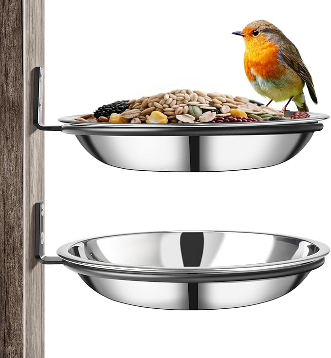 Crow Feeder Tree Mount, Stainless Steel Bird Feeder Tray Outdoor Wildlife Feeder Mount, Sturdy Corn Feeder for Crows and Squirrels – Perfect for Hunting and Bird Watching (2 Packs)