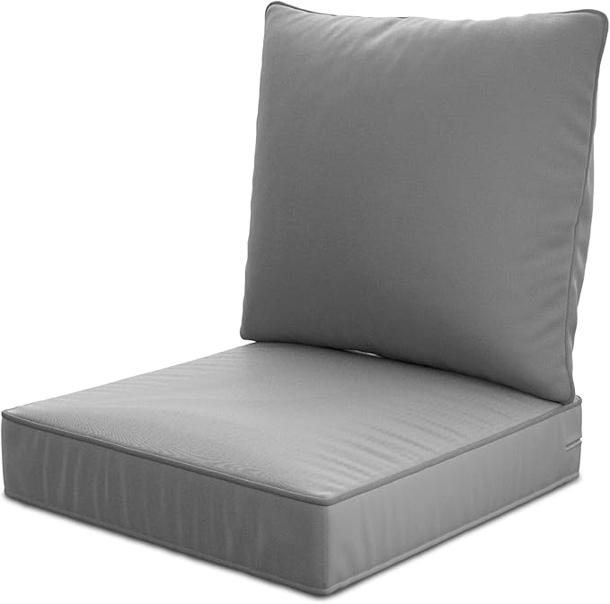 24" x 24" x 6" Outdoor Deep Seat Cushions Set - Waterproof & Fade Resistant Patio Furniture Replacement Cushions, Non-Slip Outdoor Cushions Fit Loveseats, Couches, Chairs, and Sofas.