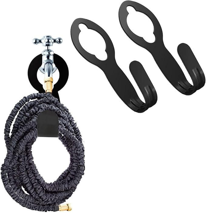 chic style Garden Hose Holder Hook, Pack 2 Metal Hose Hangers for 50ft 25ft Expandable Hose