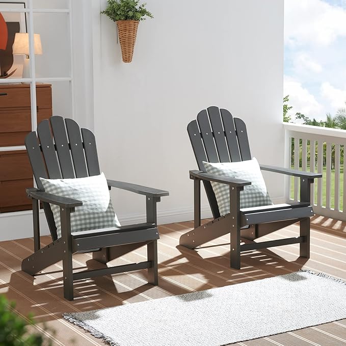 Adirondack Chairs Weather Resistant, Patio Firepit Chair, Sturdy Outside Chairs, Lawn Chairs, Easy Assembly 350lb, for Outdoor Patio Yard