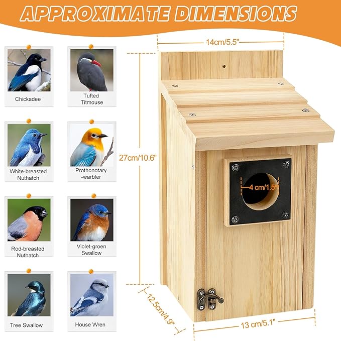 Wooden Bird Houses for Outside with Paint Set, Crafts & DIY Birdhouse Kits for Adults & Kids to Build, Bird House Outdoor for Bluebird Finch Swallow Wren Chickadee