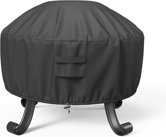 SHINESTAR Fire Pit Cover Round, Fits for 32-36 Inch Fire Pit Table, 600D Heavy Duty Fabric, Waterproof and Windproof, 36" D x 20" H, Black