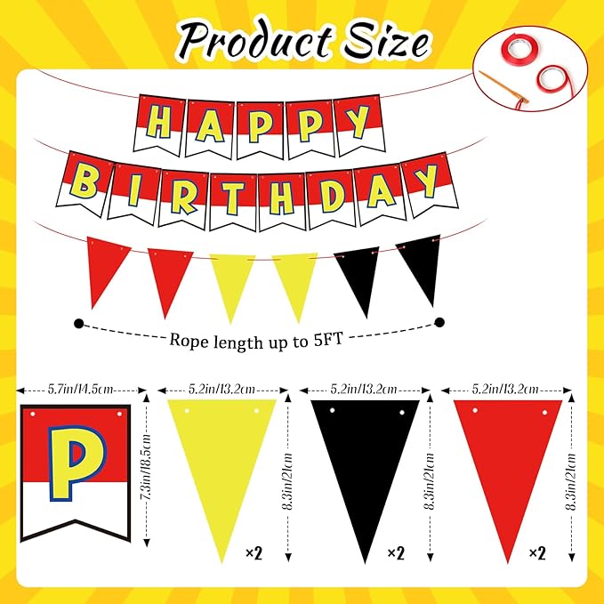 Red White Yellow Happy Birthday Decorations Cute Interesting Birthday Decorations Party Decoration Party Supplies Decoration Suitable for Boys Girls Baby Party Children