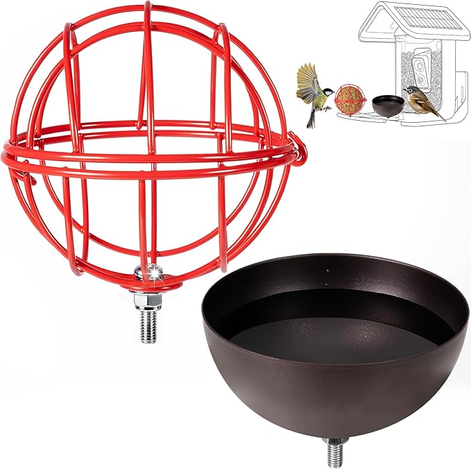 SheeChung Metal Suet Ball Holder Compatible with Bird Buddy,Birds Water Feeder for Outdoor,Smart Feeders Replacement Part with 5mm Screw Hole,2-in-1 Nutrition Set for Bird Feeders,Easy to Clean&Refill