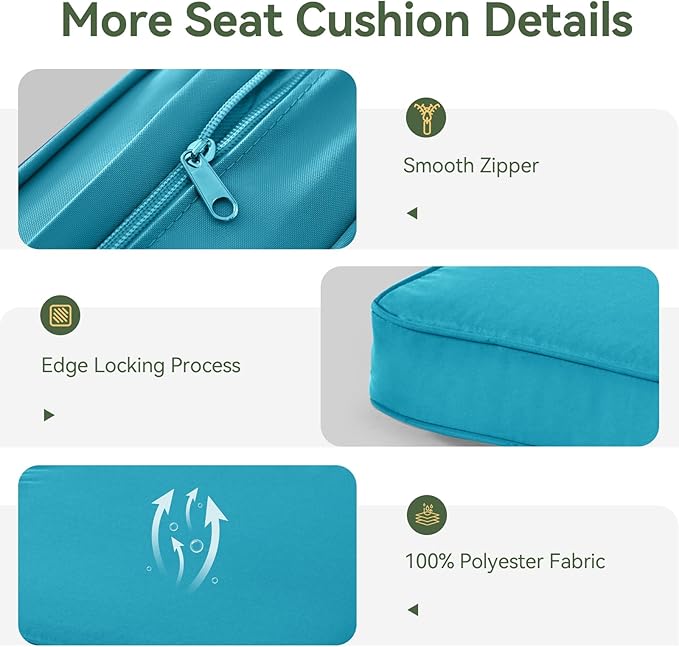 Aoxun Replacement Cushions for Outdoor Furniture, 14-Piece Outdoor Cushions for Patio Furniture, Deep Seat, Waterproof & Fade Resistant Couch Cushion for 6-Seat Patio Conversation Sets, Sky Blue