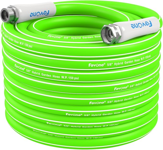 Fevone 100 ft Kink Free Garden Hose, All Weather Flexible, Heavy-Duty & Durable, Leak-Free Connection