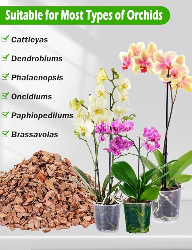 TOYPOPOR Orchid Potting Mix, (3 Quarts)Orchid Bark With Perlite, Potting Soil Medium for Plant Indoor, Pine Bark Wood Chips for Houseplant Fast Drainage, Water Retention, Air Flow and Root Ventilation