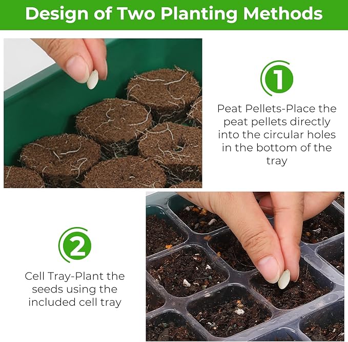 Seed Starter Tray with Grow Light, 6pcs Seed Starter Kits with Light and Humidity Domes, Timing Controller & Adjustable Brightness & 3 Light Mode, Indoor Seedling Starter Plant Germination Trays