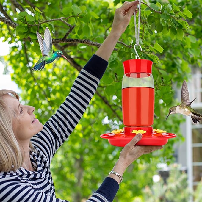Hummingbird Feeder, 2Pack Hummingbird Feeders for Outdoors Hanging ant and Bee Proof, Humming Birds Feeders for Outside, Plastic Hummingbird Feeder, Humming Bird Feeder 23 OZ