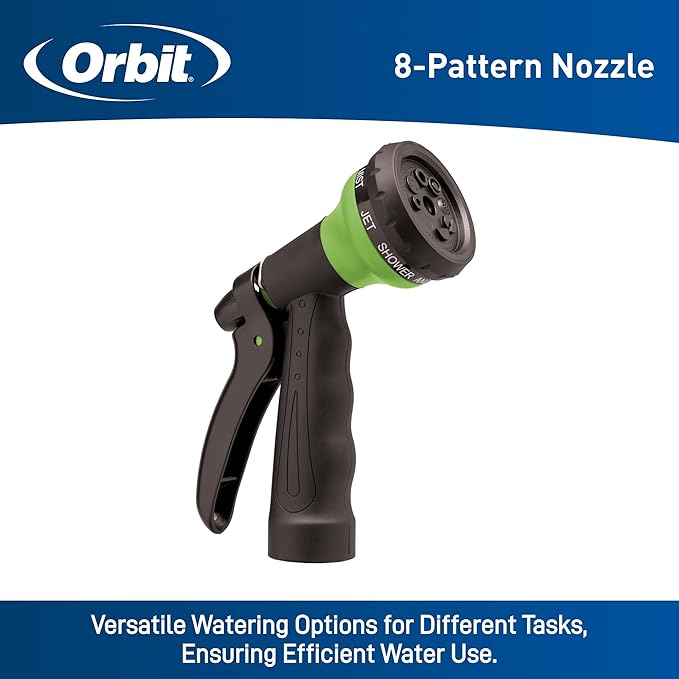 Orbit 26380 Coil Garden Hose, 25 Feet, with 8-Pattern Hose Nozzle (Green) (Pack of 3)
