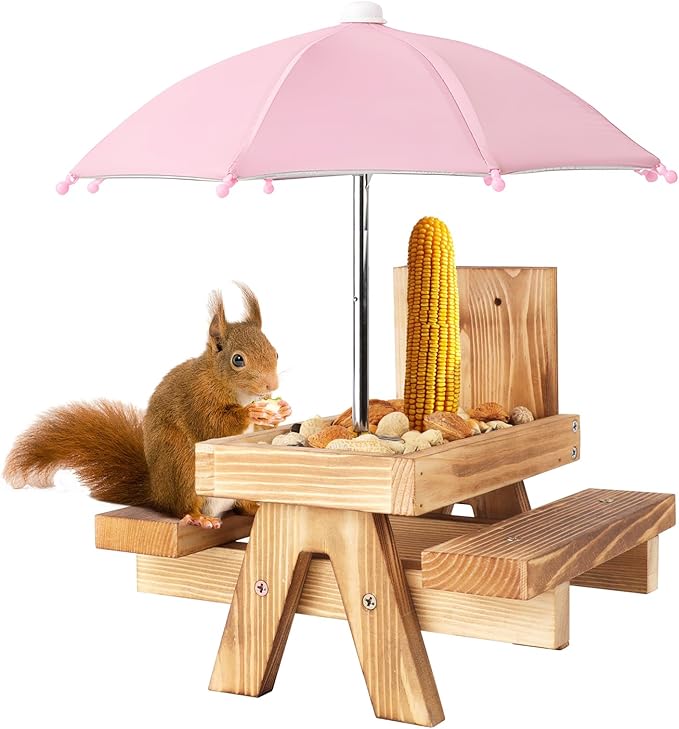 Squirrel Picnic Table Feeder Replacement Mini Umbrella for Outside (Pink)