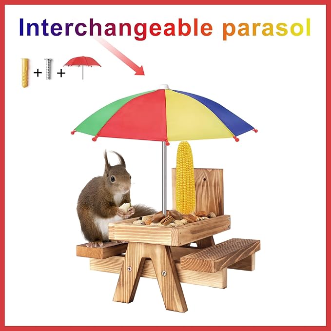 Squirrel Picnic Table Feeder Replacement Mini Umbrella for Outside (Multiple Color 1)