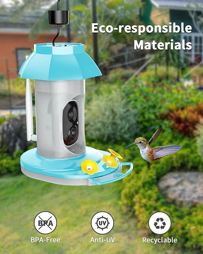 Hummingbird Feeder with Camera, Solar Bird Feeders Camera for Outdoors Hanging, AI Identify, Ant Moat & Bee Proof, Easy Clean & Refill, Gift for Bird Lovers