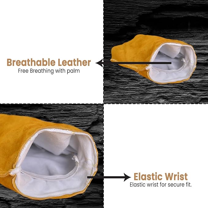 TIG Welding Gloves | Kevlar Stitching, Leather Gloves for Men | 12 Inch Kevlar Gloves