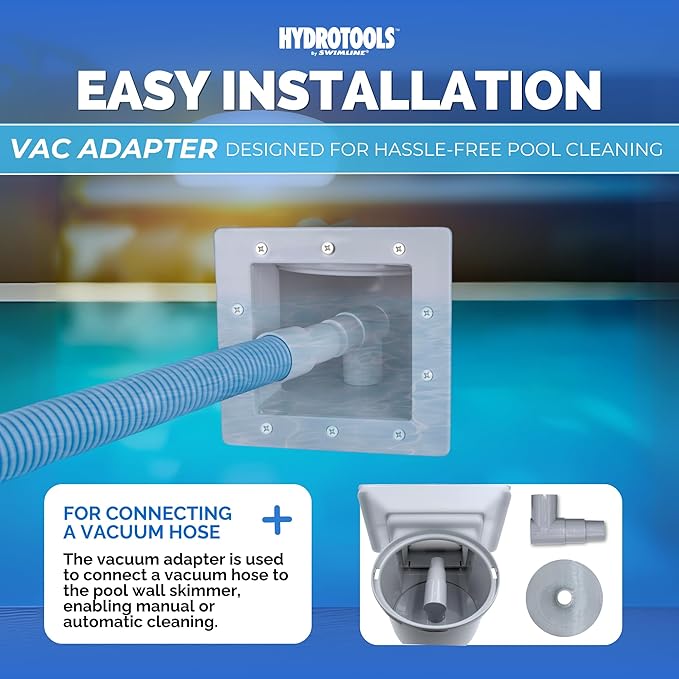 SWIMLINE HYDROTOOLS GREY Standard Thru-Wall Above Ground Pool Skimmer Kit | ABS Construction | Pool Skimmer Kit | Large Debris Basket | Snap-In & Removable Weir | Above Ground Pool Skimmer