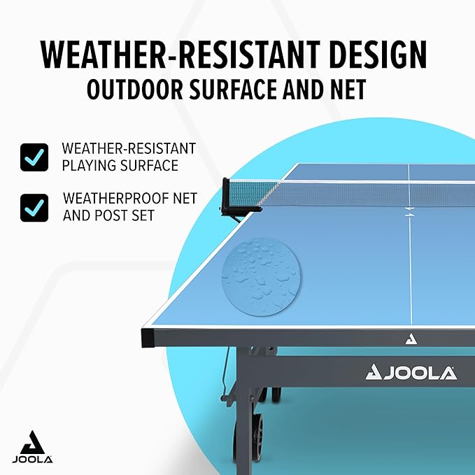 JOOLA NOVA Outdoor Ping Pong Table with Waterproof Table Tennis Net Set - Quick Assembly - All Weather Aluminum Composite Surface - Tournament Quality - Indoor & Outdoor Compatible