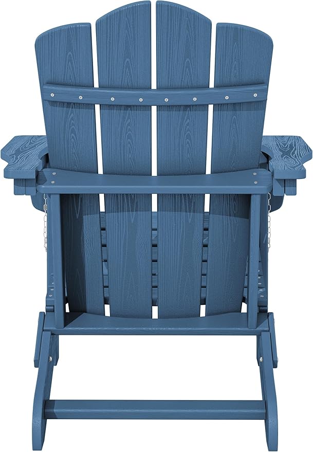KINGYES Folding Adirondack Chair Set of 2, HDPE All-Weather Adirondack Chair, Navy
