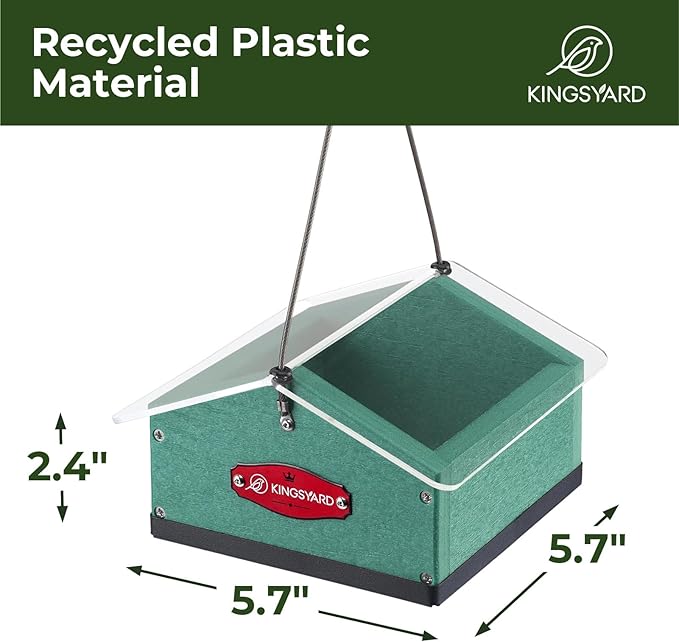 Kingsyard Upgraded Upside Down Double Suet Feeder for Outside Hanging, Squirrel-Proof Metal Edging, Wild Bird Feeder with Metal Weatherproof Roof, Attracting Woodpeckers, Nuthatches, Titmouse