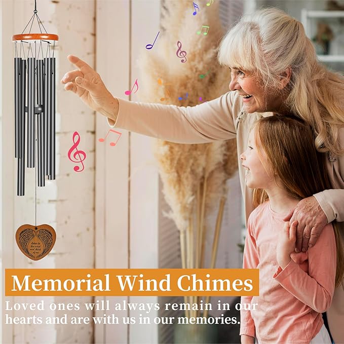 Wind Chimes Outdoor Outside,35" Memorial Wind Chimes,Bereavement Funeral Sympathy Gifts for Loss of Loved One, Mother,Father