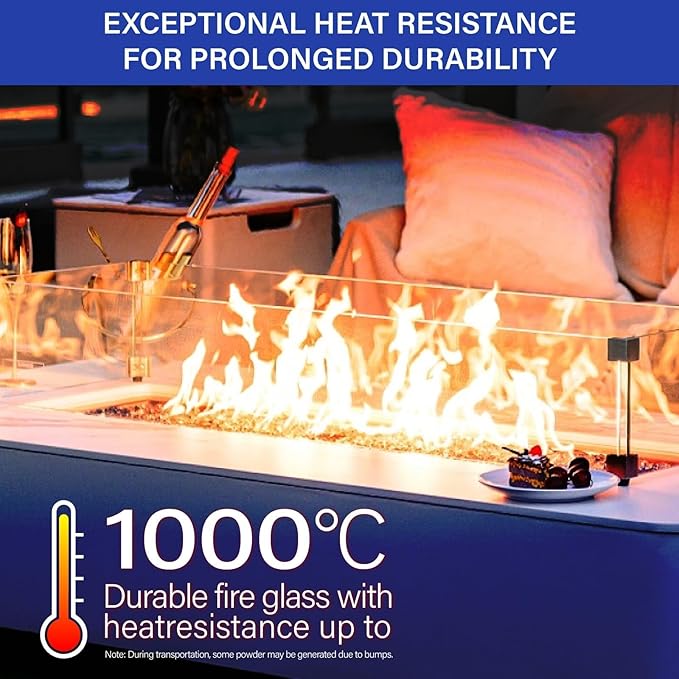 NUPICK 20 Pound Fire Glass for Fire Pit, 1/2 Inch Tempered Mixed Fire Glass in Bahama Blend for Propane Fire Pit & Gas Fireplace, Blue and White Fire Glass Rock